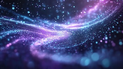 Wall Mural - cosmic vortex visualization with swirling iridescent gases, gleaming stars, and deep space nebulae, rendered in dramatic 3d with purple and blue bioluminescent effects