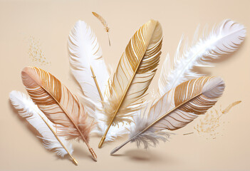 Wall Mural - Soaring Feather Symphony: Abstract Wall Mural with Soft, Fluffy Plumage for Elegant Interiors