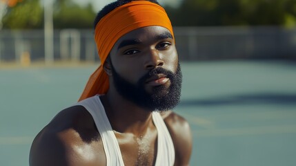 Portrait of Confident Man with Headband
