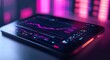 © The Little Hut - Tablet Displaying Digital Financial Data with Interactive Graphs in Neon Lights : Generative AI