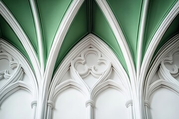 Wall Mural - Intricate white gypsum ceiling motifs in Gothic style