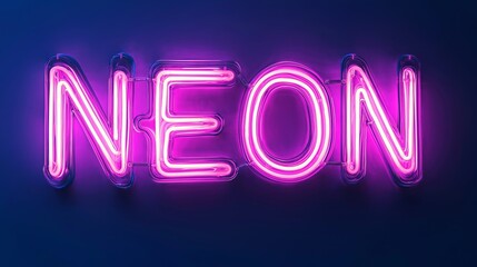 Aufkleber - Bright pink neon sign with glowing letters spelling NEON capturing the vibrant, futuristic, and urban aesthetic of modern nightlife and retro-inspired design, Generative AI
