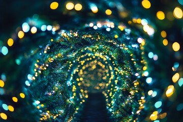 Canvas Print - Enchanted Christmas Tunnel of Lights