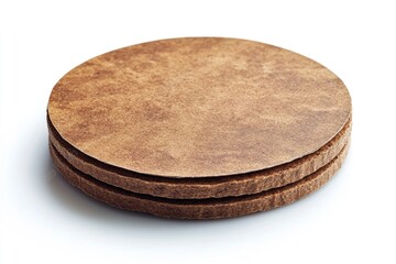 Wall Mural - A close-up shot of three brown coasters on a white surface