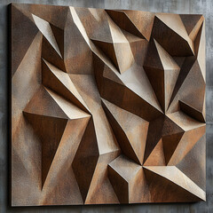 Poster - geometric abstract bas-relief wall art in brown hues.