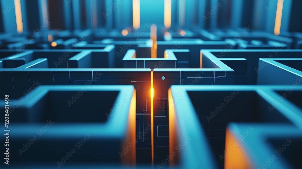 Data Ascendancy, a dynamic bar graph breaking through a complex maze ...