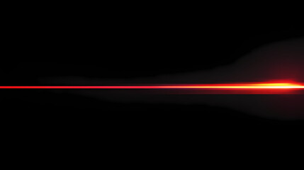 Wall Mural - red laser beam light line on a black background, an abstract glowing effect with a red flare and len