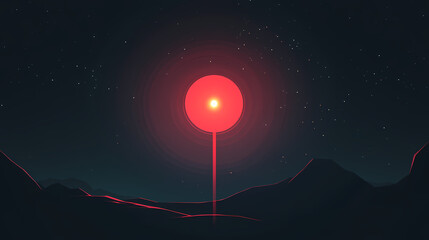 Wall Mural - red laser beam light line on a black background, an abstract glowing effect with a red flare and len