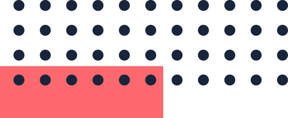 Coral and white background featuring a regular arrangement of dark blue dots creating a striking geometric pattern, suitable for various design applications