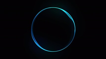 Wall Mural - blue futuristic technology 3d sphere seamless flow. abstract sphere of light blue particles, lines, 