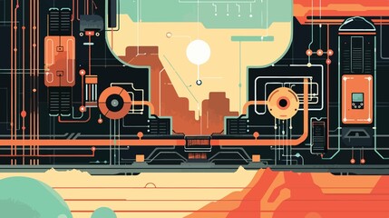 electric circuit technology flat vector illustration