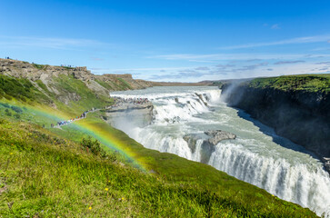 the famous gullfoss waterfall is one of the most visited tourist attractions in iceland and it is pa