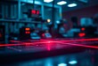 © Aleksander - A red laser emits a focused beam on an optical table inside a physics laboratory, highlighting experimental apparatus and equipment.