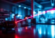 © Aleksander - A red laser emits a focused beam on an optical table inside a physics laboratory, highlighting experimental apparatus and equipment.