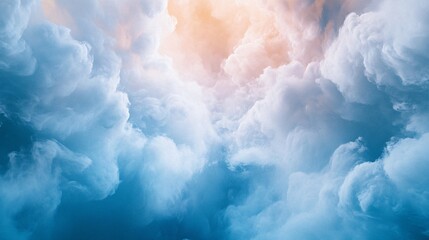 Wall Mural - Abstract Blue and Peach Cloudscape Heavenly Scene