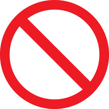 simple red no or stop or not or ban sign on transparent background