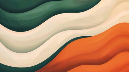Wall Mural - smooth and elegant waves in shades of green, beige, and orange create a visually appealing abstract 