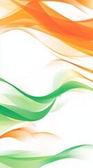 Wall Mural - flowing orange and green waves create a dynamic abstract design against a white background, perfect 