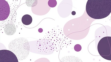 Wall Mural - purple abstract background featuring various organic shapes, dots, and lines, creating a modern and 