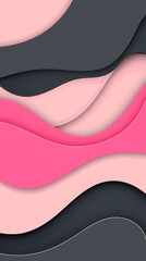 Wall Mural - pink, grey and pastel pink layers creating flowing waves in a paper cut abstract background perfect 