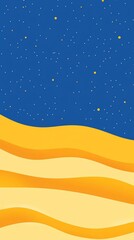 Wall Mural - abstract background featuring golden yellow wavy stripes flowing seamlessly beneath a serene blue sk
