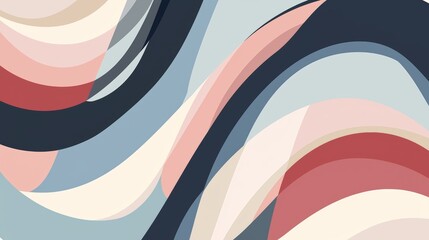 Wall Mural - soft pastel hues intertwine, forming a mesmerizing abstract pattern of gentle curves and waves, crea