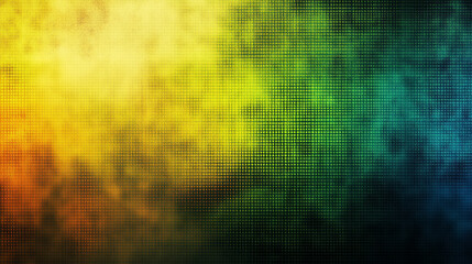 Abstract green and yellow digital binary data computer background with minimalistic bright tones modern design blurred elements creating an empty blank space for text or caption on the side

