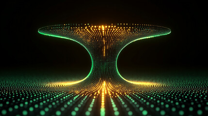 Abstract green and yellow digital binary data computer background with minimalistic bright tones modern design blurred elements creating an empty blank space for text or caption on the side

