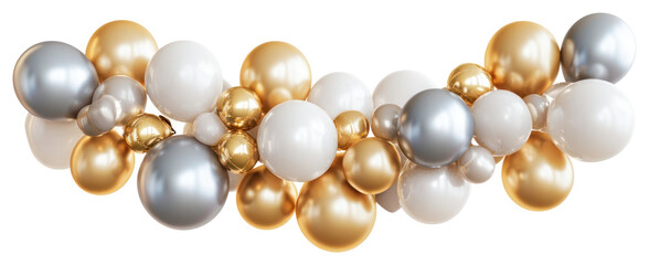 Wall Mural - PNG Hanging gold silver balloon balloons white party.