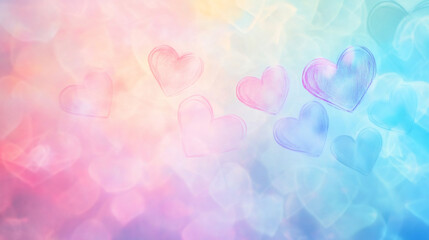 Aufkleber - Pastel-tinted backdrop featuring hand-drawn hearts drifting over soft bokeh, embodying romantic Valentine's design inspiration