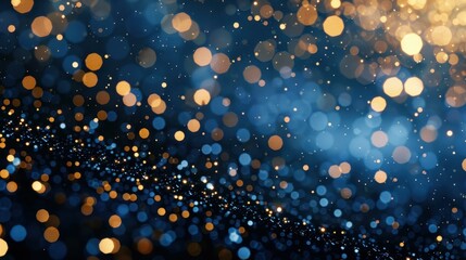 Wall Mural - experience the magic of new years eve with dazzling gold and dark blue fireworks bursting against a 