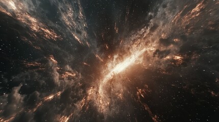 Wall Mural - cosmic explosion in deep space with fiery nebula and stars