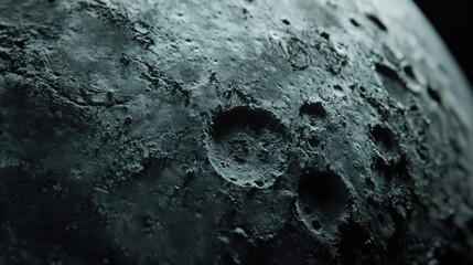 Wall Mural - Detailed view of moon's cratered surface in shadows