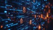 © Phata - Cybersecurity software, close-up of encrypted data on screen, security lock icons