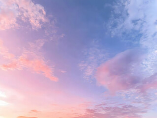 Wall Mural - Pink and Blue Sunset Sky Paints a Breathtaking Canvas with Soft Clouds Gently Adorning the Horizon