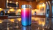 © IsabellaNoviDwita - A vibrant multi-colored cylindrical object rests on a kitchen counter in soft lighting