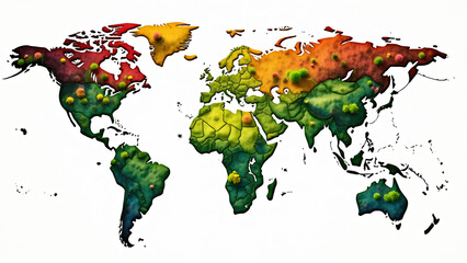 a detailed vector illustration of china highlighted on a world map, isolated on a white background. 