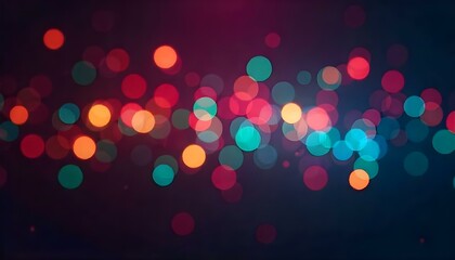 Fototapete - Colorful bokeh circles on a dark background, creating an abstract, blurred light effect. Perfect for festive overlays, holiday themes, or celebration backdrops in design projects