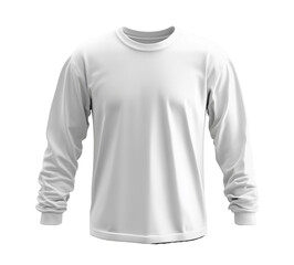 White long-sleeve t-shirt template, isolated on transparent background