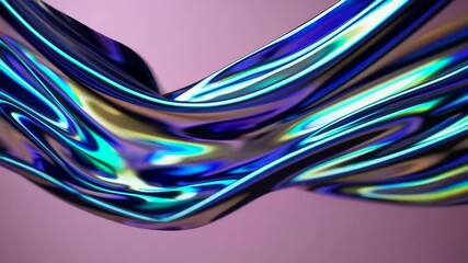 Aufkleber - Colorful iridescent abstract fabric wave with fluid texture, modern art concept