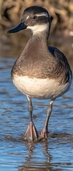 Wall Mural - A waterfowl wading in shallow water, showcasing its plumage and legs.