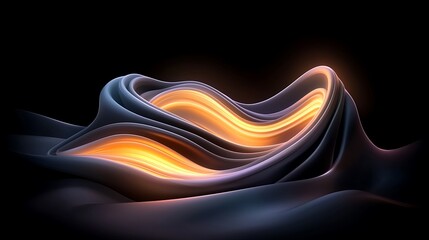 Wall Mural - Dynamic abstract background pastel fluid waves in dark artistic digital environment