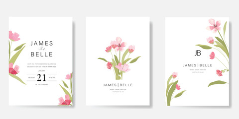 Wall Mural - elegant wedding invitation card background vector. minimal hand painted watercolor botanical flowers