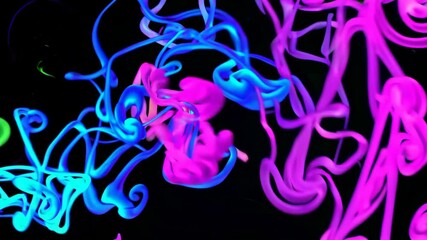 Aufkleber - Abstract neon light trails in darkness, vibrant colors. Modern art and creative concept