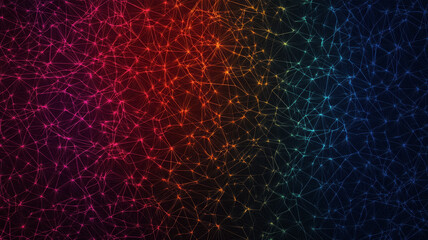 Colorful fiber optic network map with abstract connections