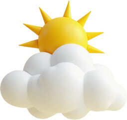 sun with white clouds symbol of sunny weather