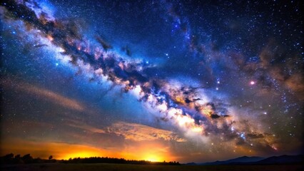 Wall Mural - milky way galaxy and starfield shining brightly in the night sky , stars, space, universe, astronomy