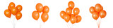 A bouquet of vibrant floating orange balloons creating a cheerful and festive atmosphere for a joyous or event
