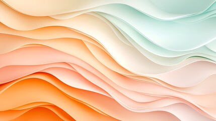 Wall Mural - Abstract background in pastel colors soft waves digital art modern design serene atmosphere