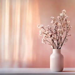 Canvas Print - Delicate white flowers in a vase, soft light.